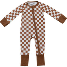 Load image into Gallery viewer, Rust Checkered Ribbed Bamboo Zipper