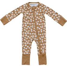 Load image into Gallery viewer, Mustard Floral Ribbed Bamboo Zipper