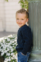 Load image into Gallery viewer, Navy Cable Knit Sweater