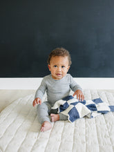 Load image into Gallery viewer, Navy Checkered Plush Blanket