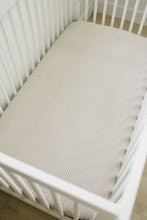 Load image into Gallery viewer, Taupe Stripe Muslin Crib Sheet
