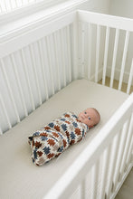 Load image into Gallery viewer, Taupe Stripe Muslin Crib Sheet