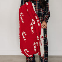 Load image into Gallery viewer, Candy Cane Plush Blanket