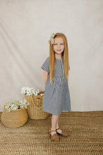 Load image into Gallery viewer, Navy Gingham Linen Cotton Dress