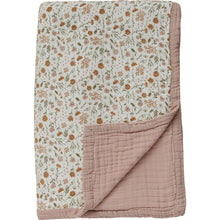 Load image into Gallery viewer, Meadow Floral + Dusty Rose Twin Muslin Quilt
