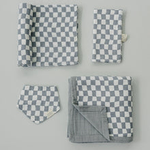 Load image into Gallery viewer, Dusty Blue Wavy Checkered Muslin Quilt