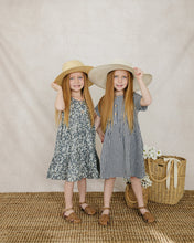 Load image into Gallery viewer, Navy Gingham Linen Cotton Dress