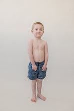 Load image into Gallery viewer, Navy Gingham Swim Shorts