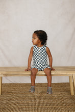 Load image into Gallery viewer, Charcoal Wavy Checkered Short Romper