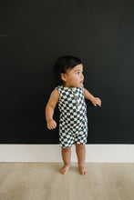 Load image into Gallery viewer, Charcoal Wavy Checkered Short Romper