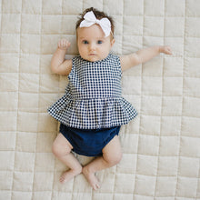 Load image into Gallery viewer, Navy Gingham Peplum Set