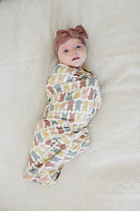 Dusty Rose Bunny Bamboo Stretch Swaddle