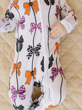 Load image into Gallery viewer, Bamboo Zip Romper | Spooky Bows