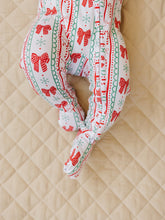 Load image into Gallery viewer, Bamboo Zip Romper | Retro Candy Cane
