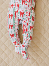 Load image into Gallery viewer, Bamboo Zip Romper | Retro Candy Cane