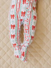 Load image into Gallery viewer, Bamboo Zip Romper | Retro Candy Cane