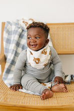 Load image into Gallery viewer, Dusty Blue Gingham + Teddy Bear Muslin Quilt