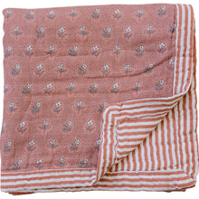 Load image into Gallery viewer, Vintage Pink Floral + Pink Stripes Muslin Quilt