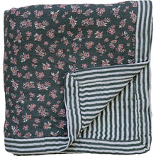 Load image into Gallery viewer, Olive Bloom + Green Stripes Muslin Quilt
