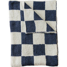 Load image into Gallery viewer, Navy Checkered Plush Blanket
