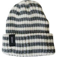 Load image into Gallery viewer, Grey &amp; White Stripe Chunky Knit Beanie