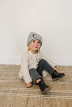 Load image into Gallery viewer, Grey &amp; White Stripe Chunky Knit Beanie
