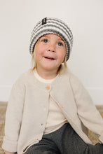 Load image into Gallery viewer, Grey &amp; White Stripe Chunky Knit Beanie
