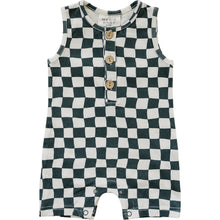 Load image into Gallery viewer, Charcoal Wavy Checkered Short Romper
