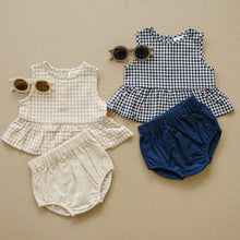Load image into Gallery viewer, Oatmeal Gingham Peplum Set