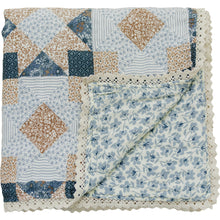Load image into Gallery viewer, Patchwork Print + Blue Blossom Lace Muslin Quilt