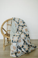 Load image into Gallery viewer, Patchwork Print + Blue Blossom Lace Muslin Quilt