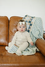 Load image into Gallery viewer, Patchwork Print + Blue Blossom Lace Muslin Quilt