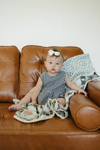 Load image into Gallery viewer, Patchwork Print + Blue Blossom Lace Muslin Quilt