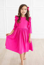 Load image into Gallery viewer, Hot Pink Ruffle Twirl Dress