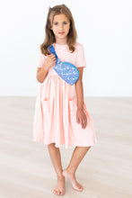 Load image into Gallery viewer, Peach S/S Pocket Twirl Dress