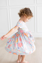 Load image into Gallery viewer, Blue Retro Unicorns S/S Pocket Twirl Dress