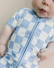 Load image into Gallery viewer, Bamboo Shorty Romper | Blue Checkered