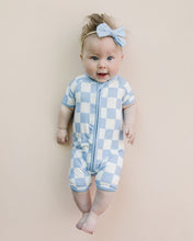 Load image into Gallery viewer, Bamboo Shorty Romper | Blue Checkered