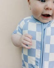 Load image into Gallery viewer, Bamboo Shorty Romper | Blue Checkered