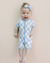 Load image into Gallery viewer, Bamboo Shorty Romper | Blue Checkered