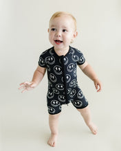 Load image into Gallery viewer, Bamboo Shorty Romper | Electric Smiley