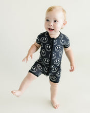Load image into Gallery viewer, Bamboo Shorty Romper | Electric Smiley