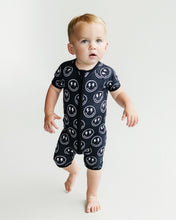 Load image into Gallery viewer, Bamboo Shorty Romper | Electric Smiley
