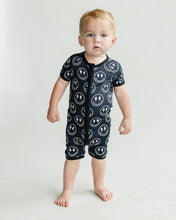 Load image into Gallery viewer, Bamboo Shorty Romper | Electric Smiley