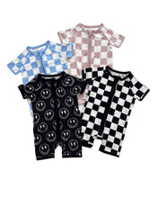 Load image into Gallery viewer, Bamboo Shorty Romper | Electric Smiley