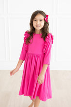 Load image into Gallery viewer, Hot Pink Ruffle Twirl Dress