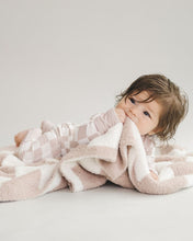 Load image into Gallery viewer, Checkered Plush Blanket | Latte
