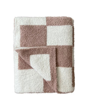 Load image into Gallery viewer, Checkered Plush Blanket | Latte