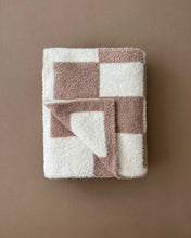 Load image into Gallery viewer, Checkered Plush Blanket | Latte