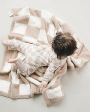 Load image into Gallery viewer, Checkered Plush Blanket | Latte